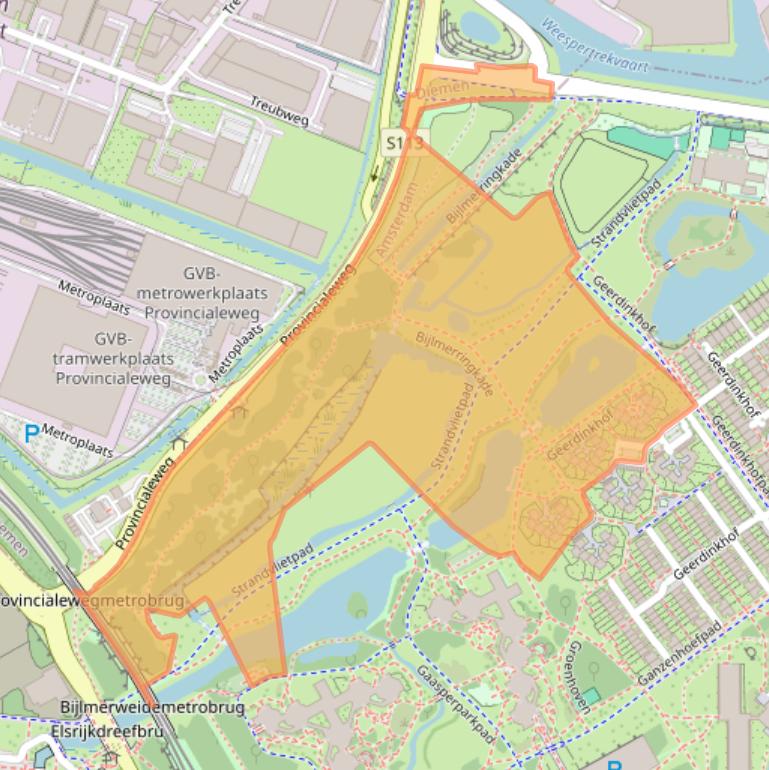 Kaart van postcodegebied 1103RH.