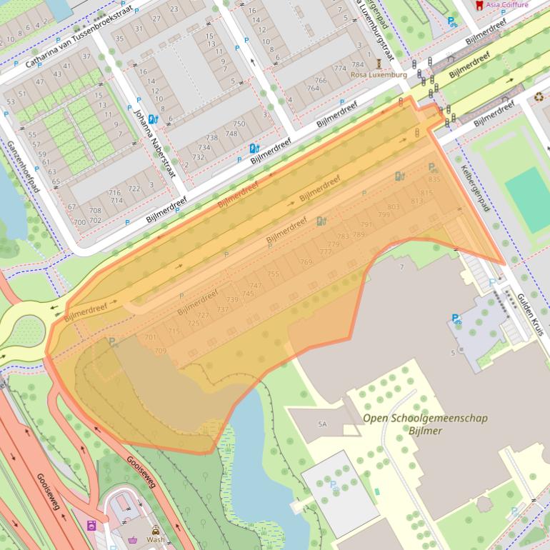 Kaart van postcodegebied 1103TA.