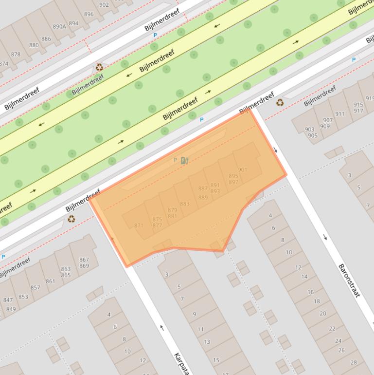 Kaart van postcodegebied 1103TC.