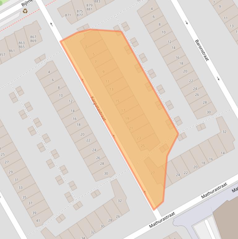 Kaart van postcodegebied 1103TG.