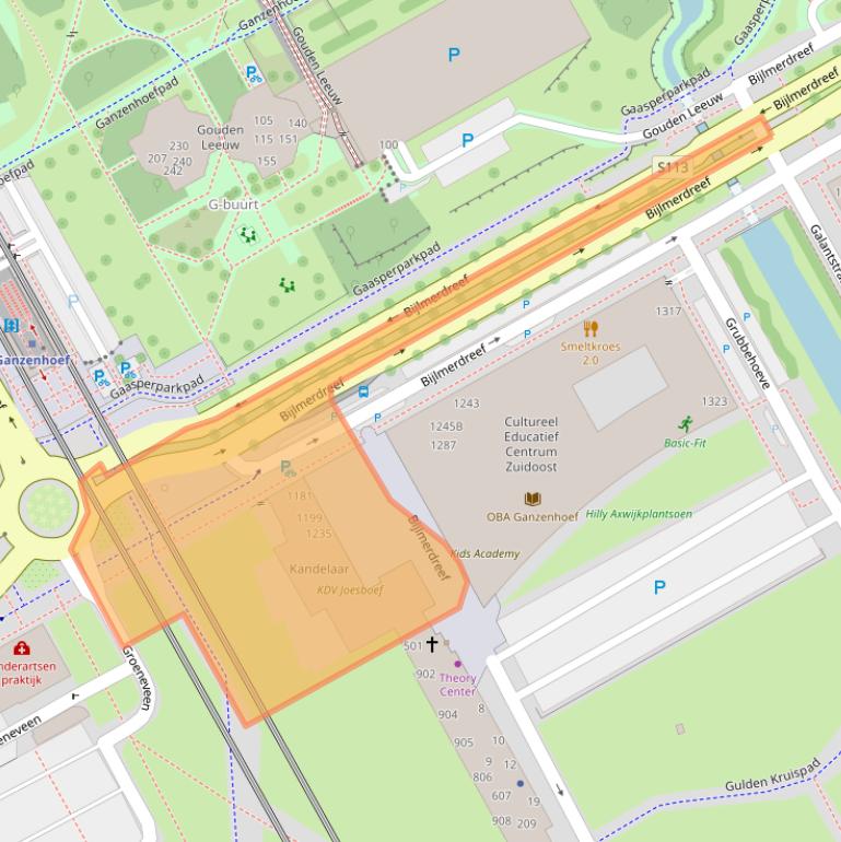 Kaart van postcodegebied 1103TX.