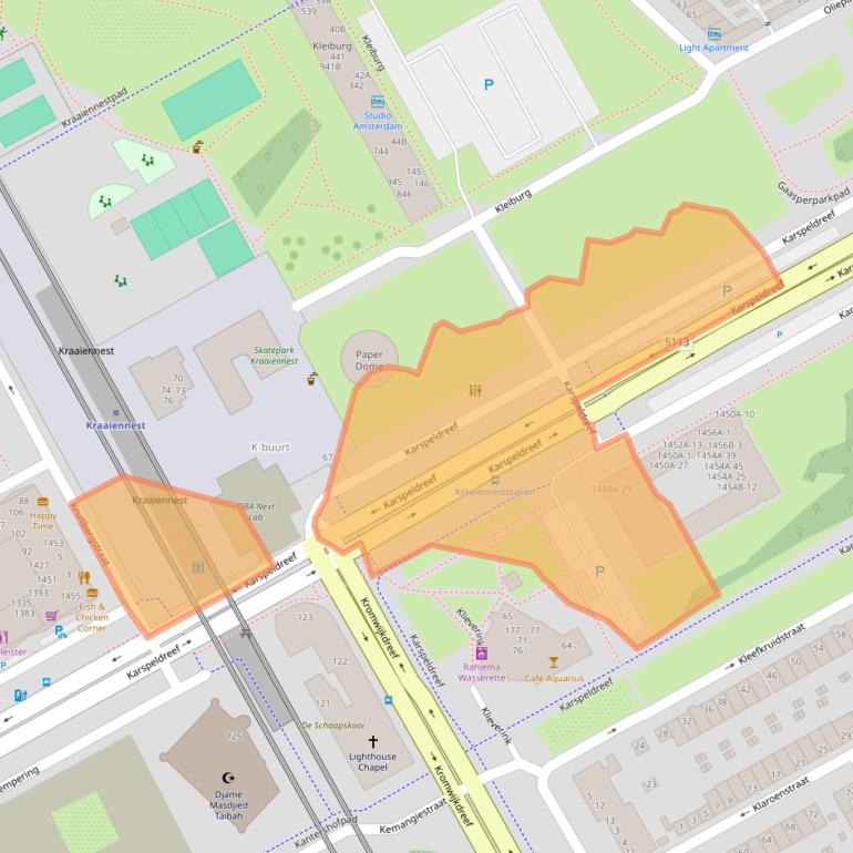 Kaart van postcodegebied 1104CB.