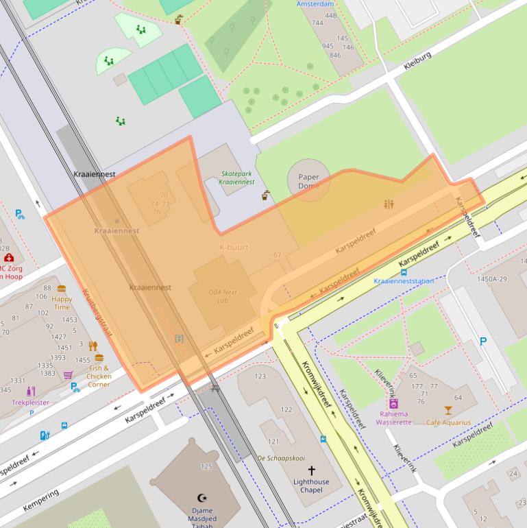 Kaart van postcodegebied 1104CE.