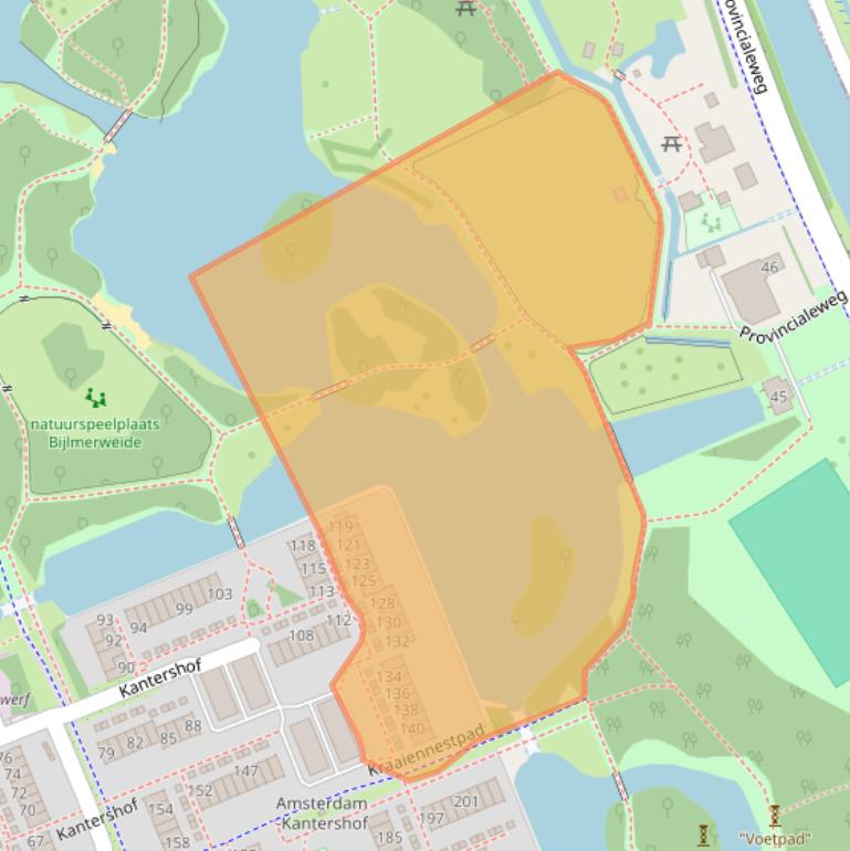 Kaart van postcodegebied 1104GG.