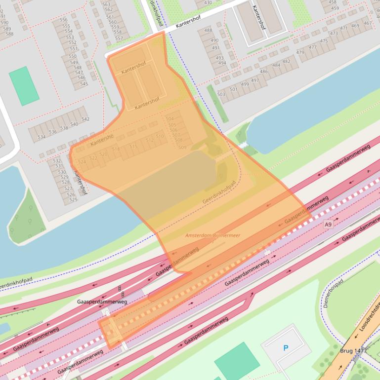 Kaart van postcodegebied 1104HC.