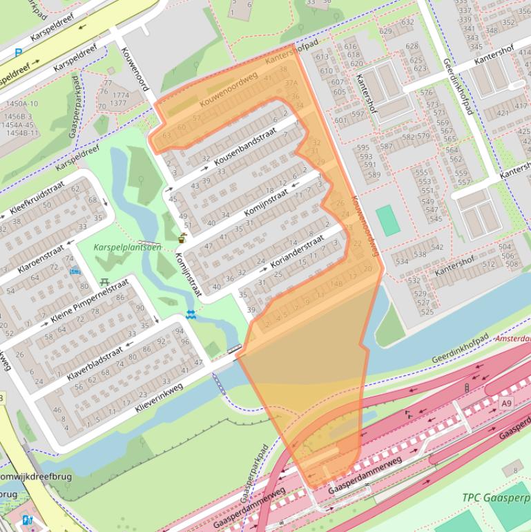 Kaart van postcodegebied 1104HL.