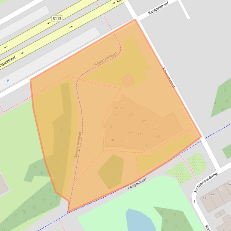 Kaart van postcodegebied 1104KB.