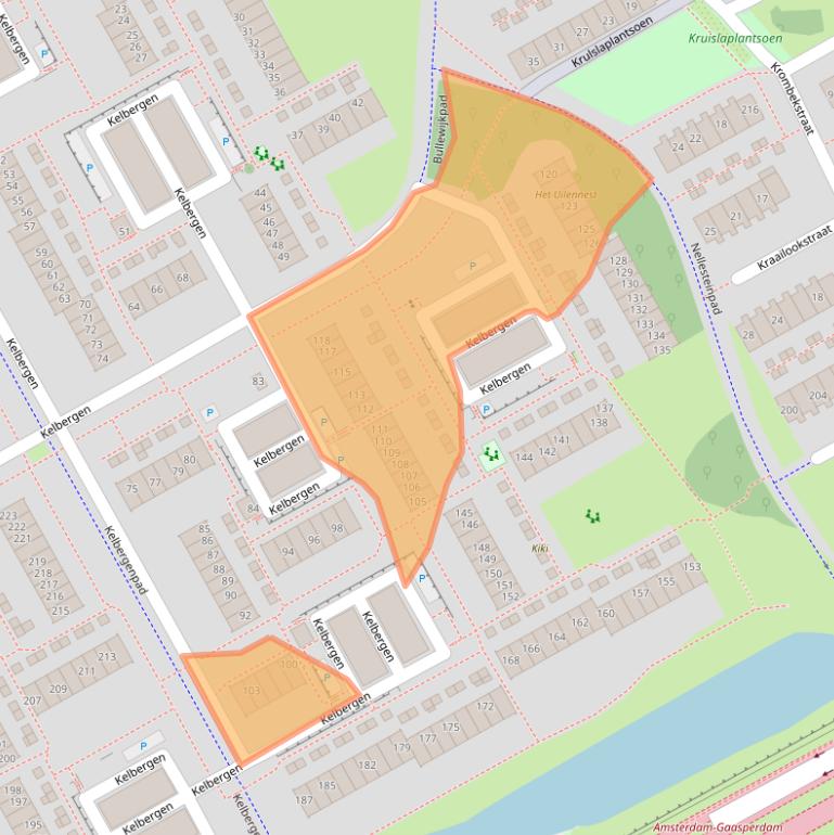 Kaart van postcodegebied 1104LE.