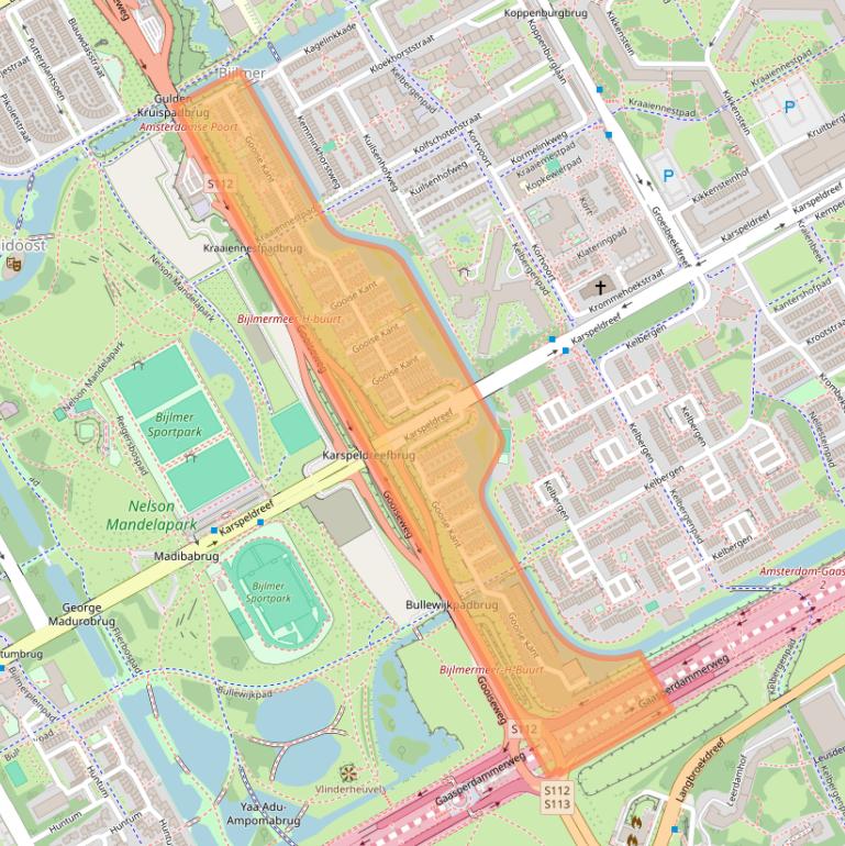 Kaart van postcodegebied 1104MM.