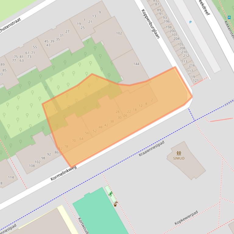 Kaart van postcodegebied 1104NS.