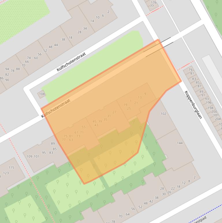 Kaart van postcodegebied 1104NV.