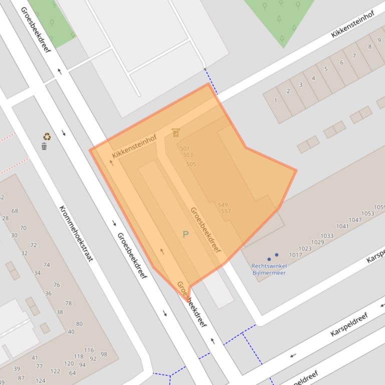 Kaart van postcodegebied 1104SC.