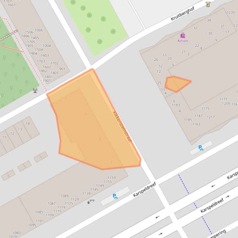 Kaart van postcodegebied 1104SG.