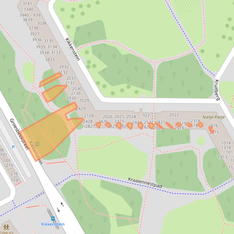 Kaart van postcodegebied 1104TJ.