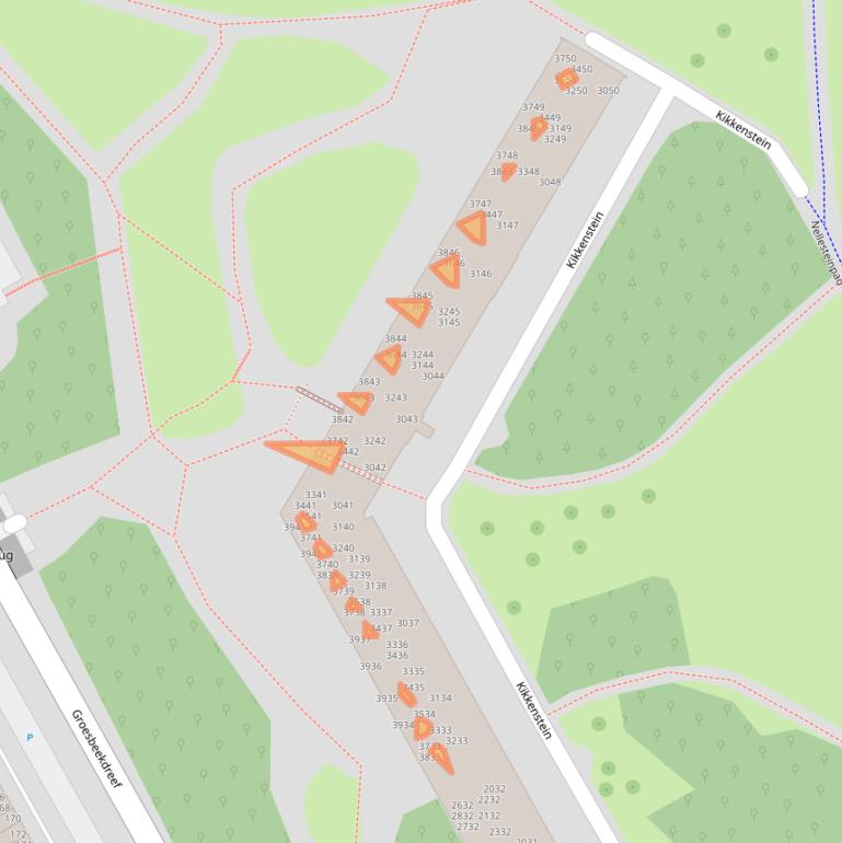 Kaart van postcodegebied 1104TV.