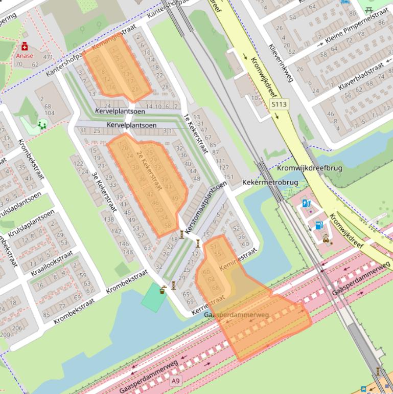 Kaart van postcodegebied 1104VB.