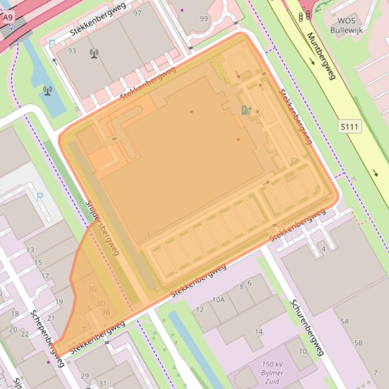 Kaart van postcodegebied 1105AH.