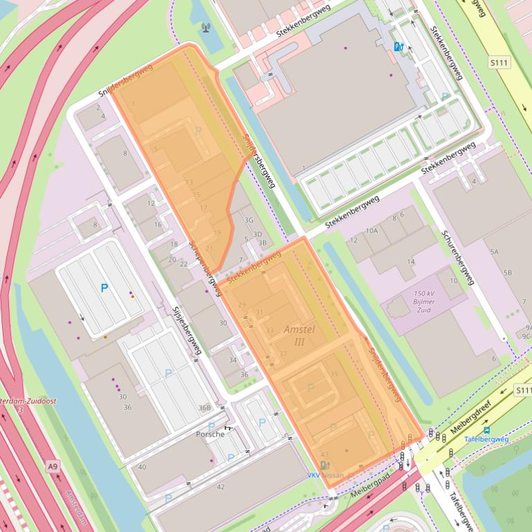 Kaart van postcodegebied 1105AS.