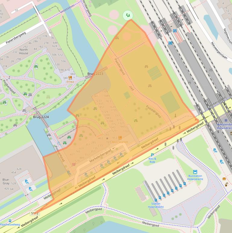 Kaart van postcodegebied 1105AW.