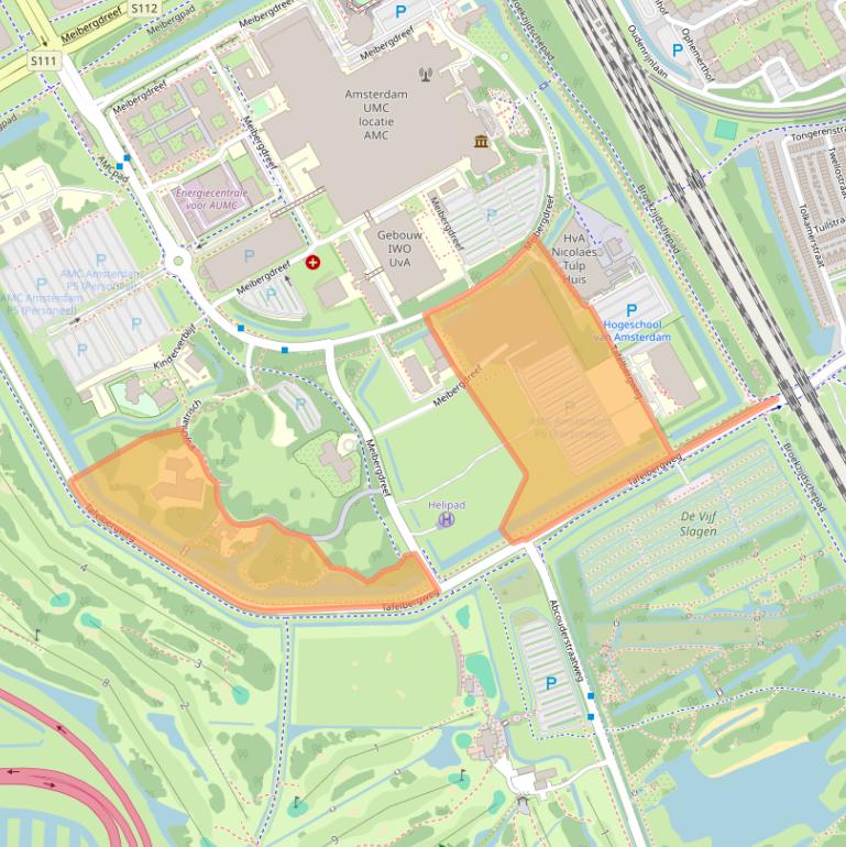 Kaart van postcodegebied 1105BC.