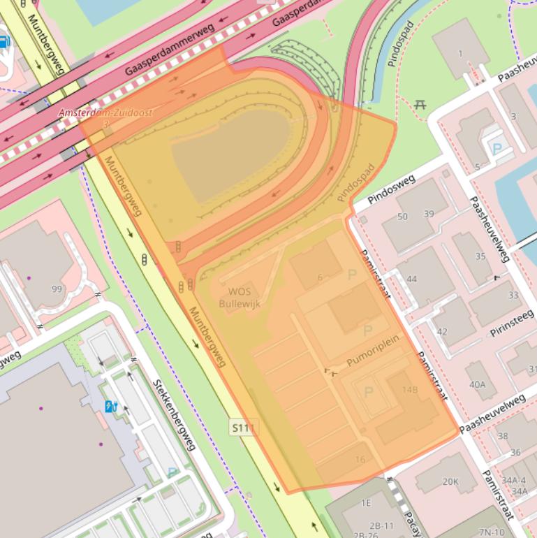 Kaart van postcodegebied 1105BH.
