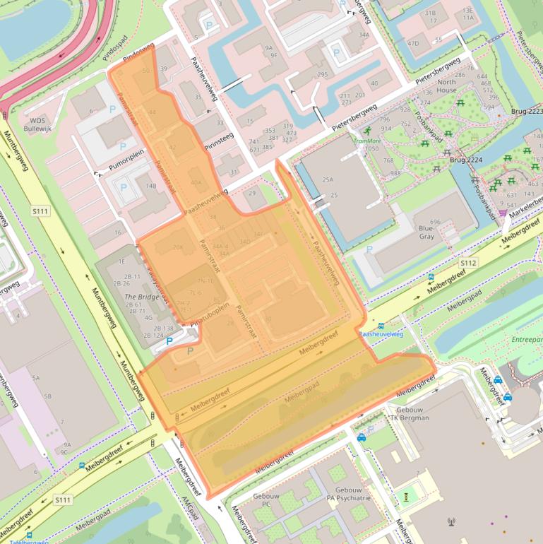 Kaart van postcodegebied 1105BJ.
