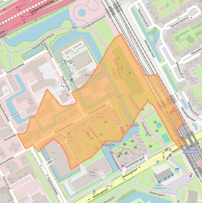 Kaart van postcodegebied 1105BM.