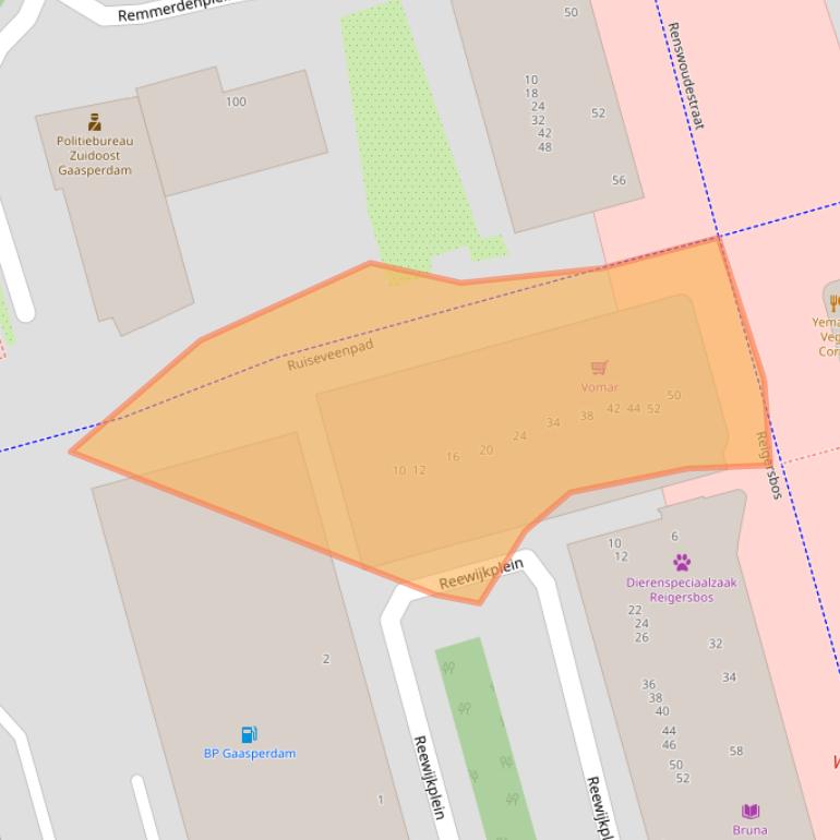 Kaart van postcodegebied 1106AM.