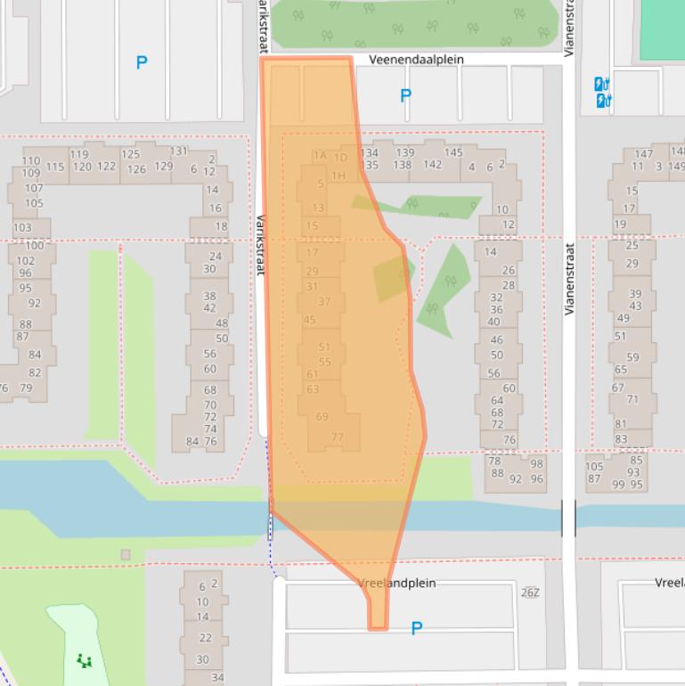 Kaart van postcodegebied 1106CT.