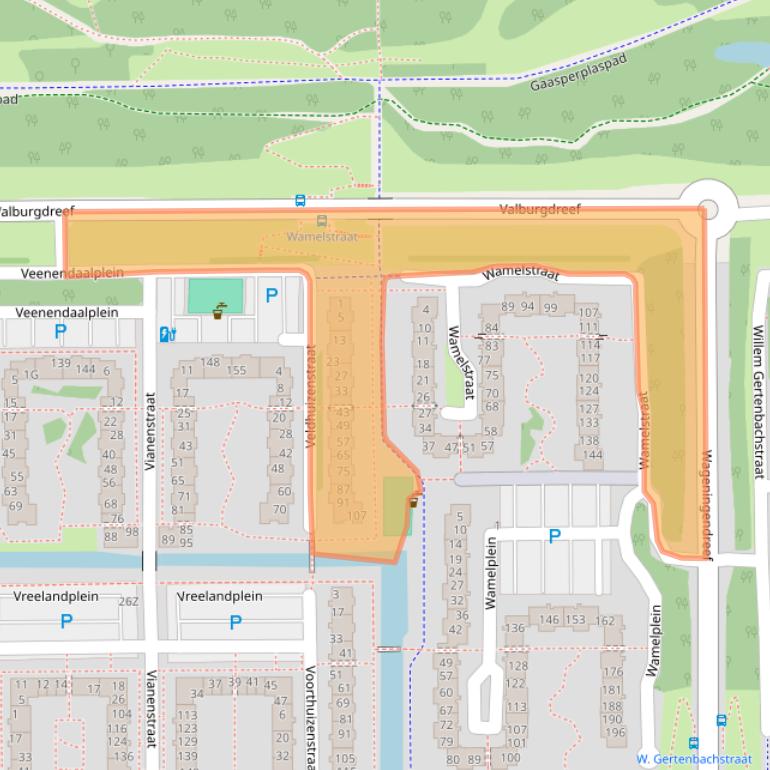Kaart van postcodegebied 1106DG.