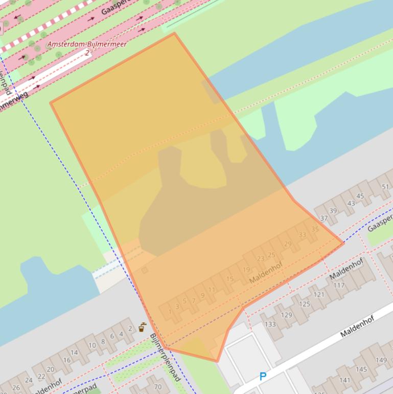 Kaart van postcodegebied 1106EA.