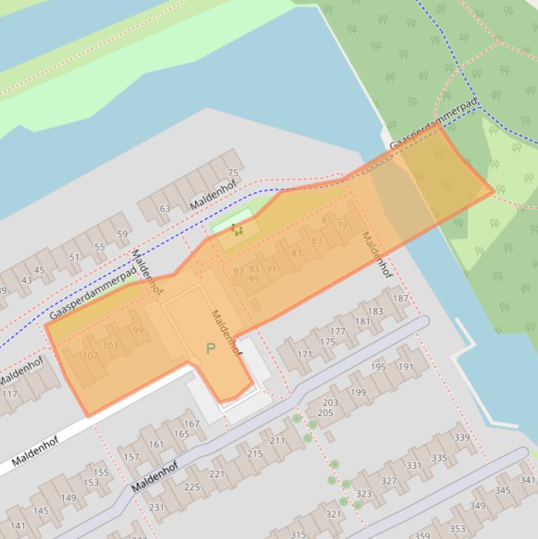 Kaart van postcodegebied 1106EC.