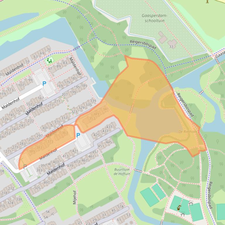 Kaart van postcodegebied 1106EL.