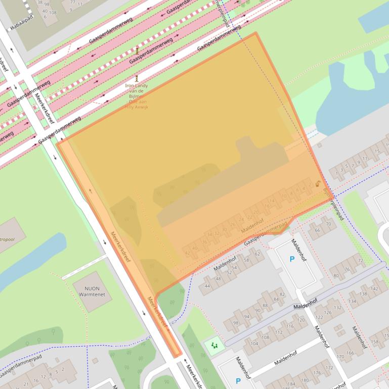 Kaart van postcodegebied 1106ER.