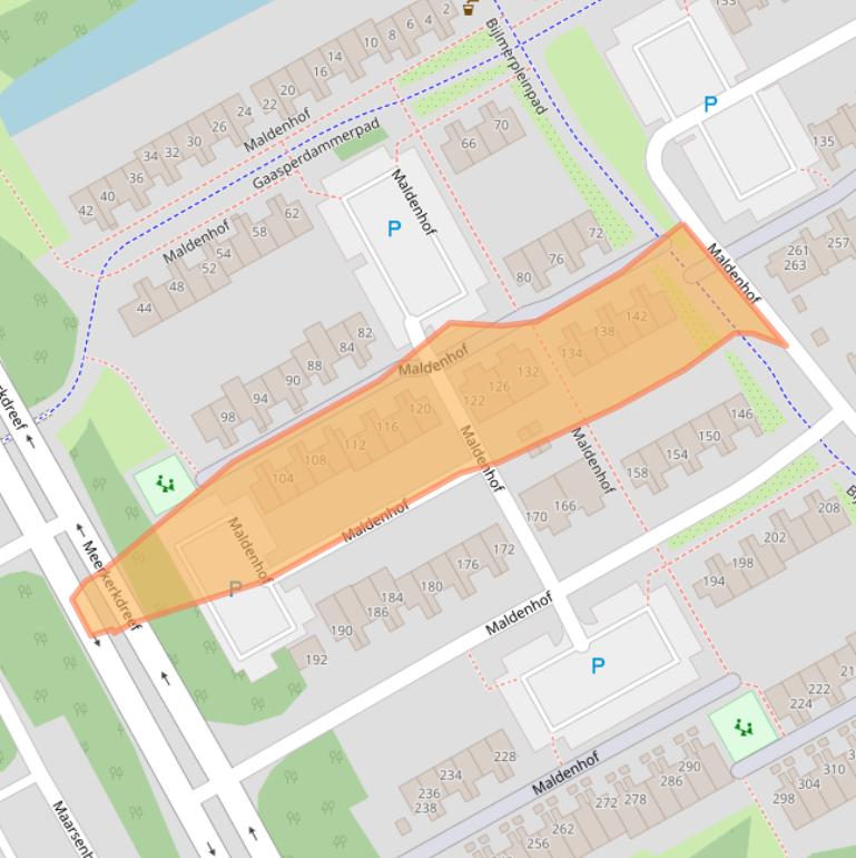 Kaart van postcodegebied 1106EV.