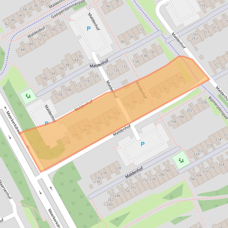 Kaart van postcodegebied 1106EW.