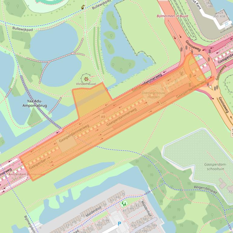 Kaart van postcodegebied 1106GX.