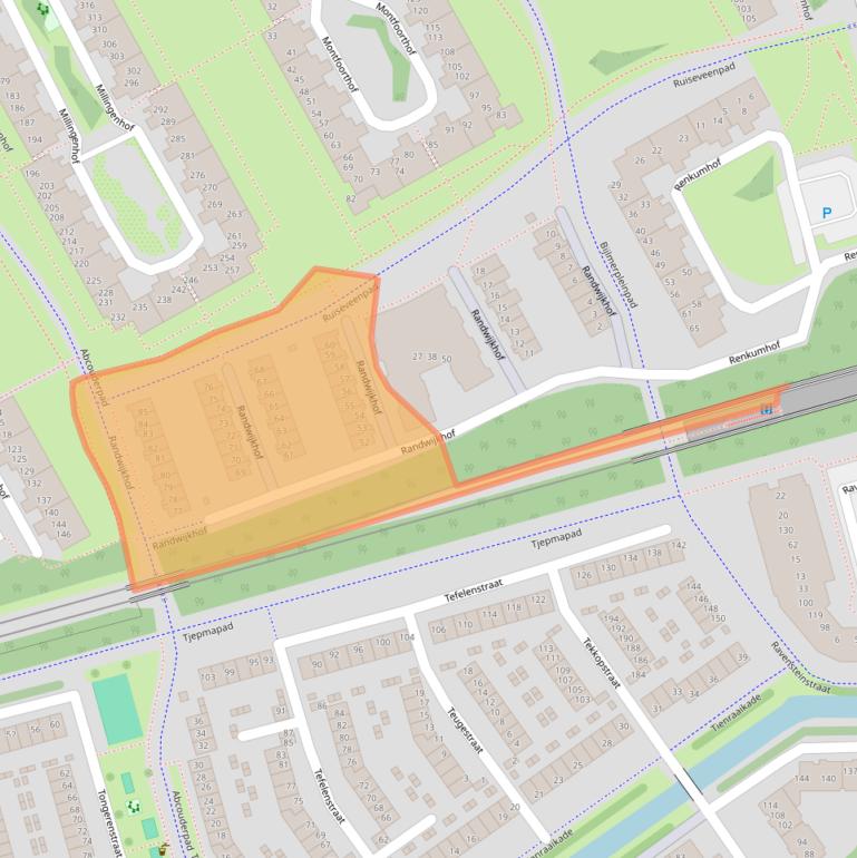 Kaart van postcodegebied 1106JZ.