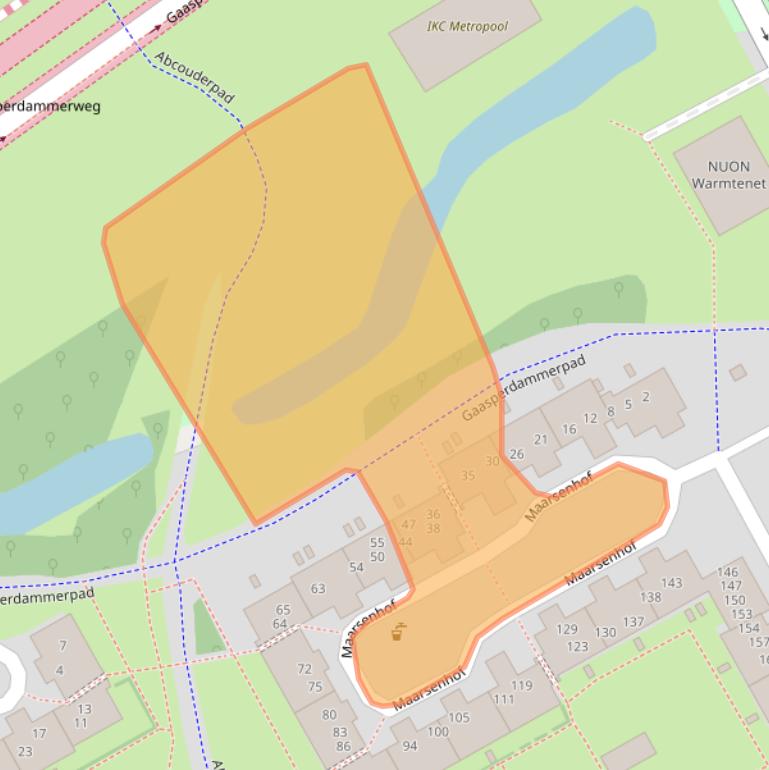 Kaart van postcodegebied 1106NL.