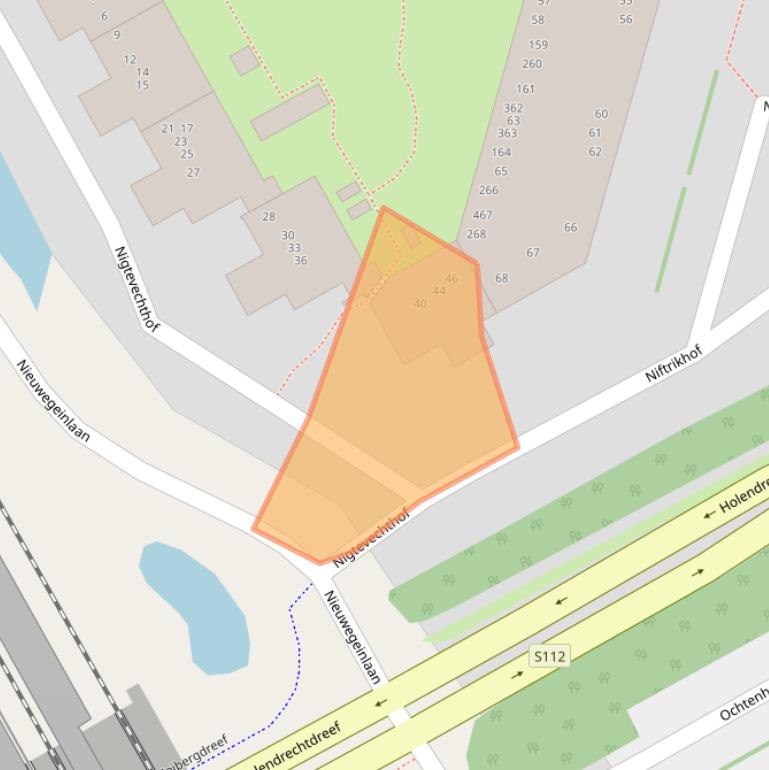 Kaart van postcodegebied 1106TE.