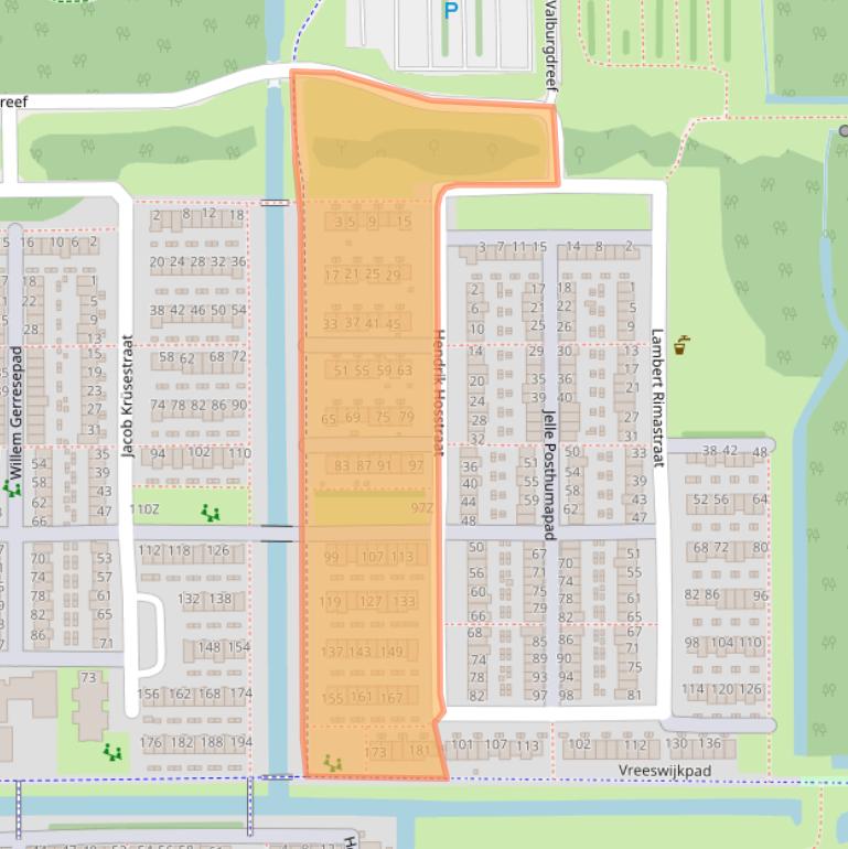 Kaart van postcodegebied 1106ZM.
