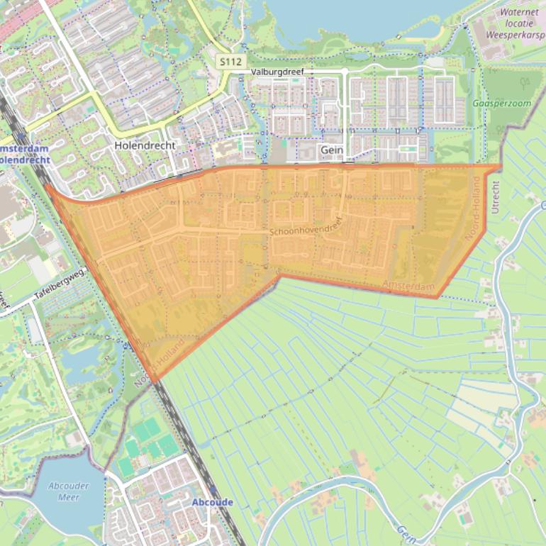 Kaart van postcodegebied 1107.