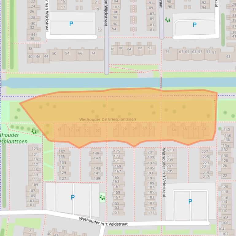 Kaart van postcodegebied 1107AR.