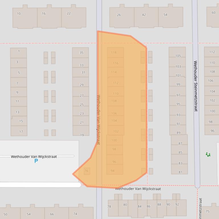 Kaart van postcodegebied 1107BT.