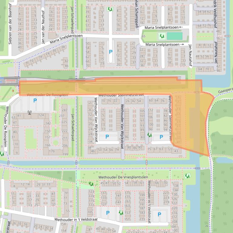Kaart van postcodegebied 1107BV.