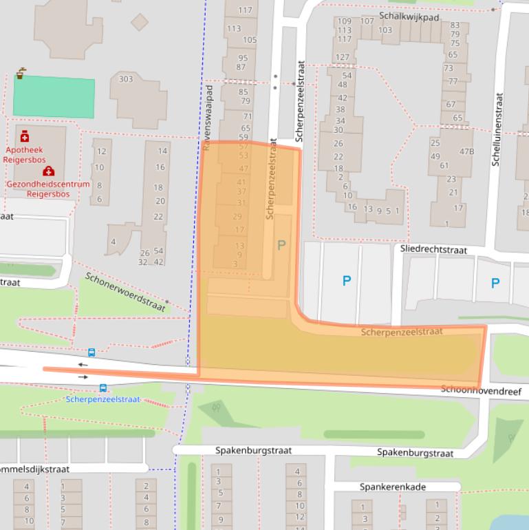 Kaart van postcodegebied 1107HR.