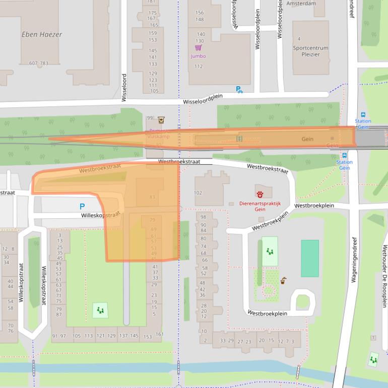 Kaart van postcodegebied 1107NB.