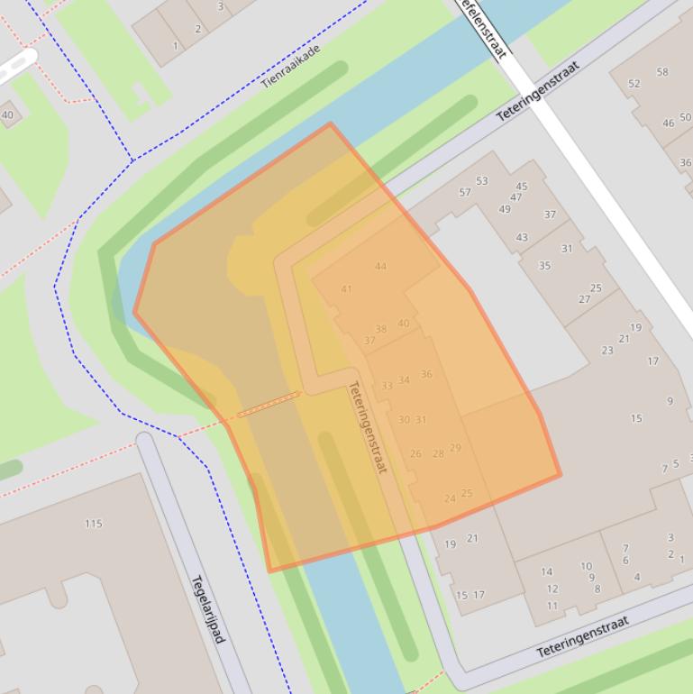 Kaart van postcodegebied 1107RE.