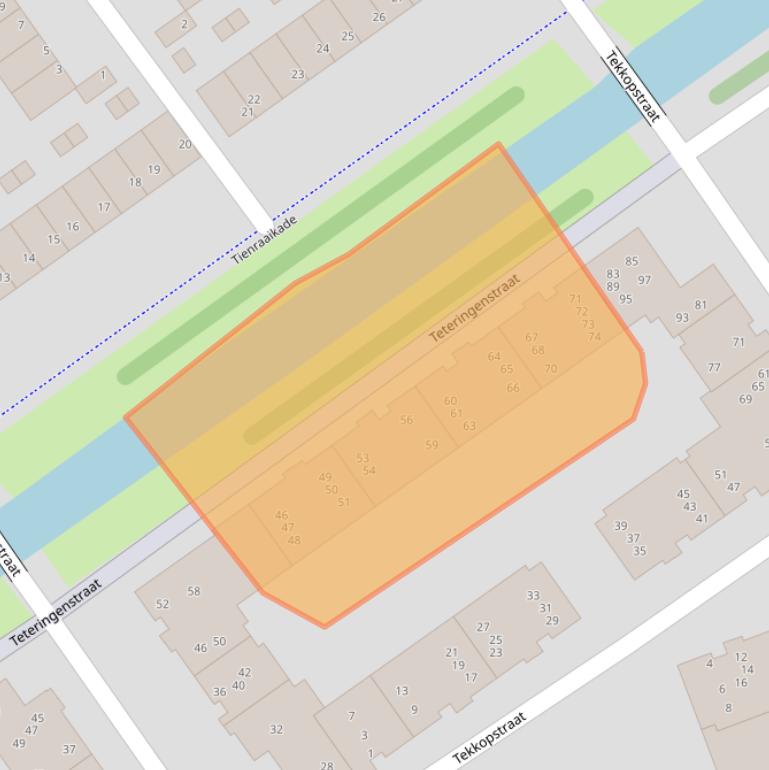 Kaart van postcodegebied 1107RG.