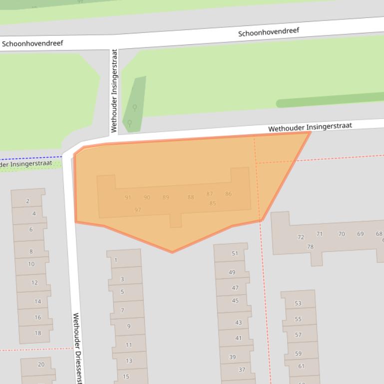 Kaart van postcodegebied 1107XE.